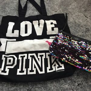 Victoria's Secret PINK tote and wristlet bundle!