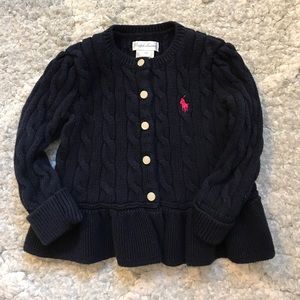 ralph lauren navy blue girls sweater cardigan.