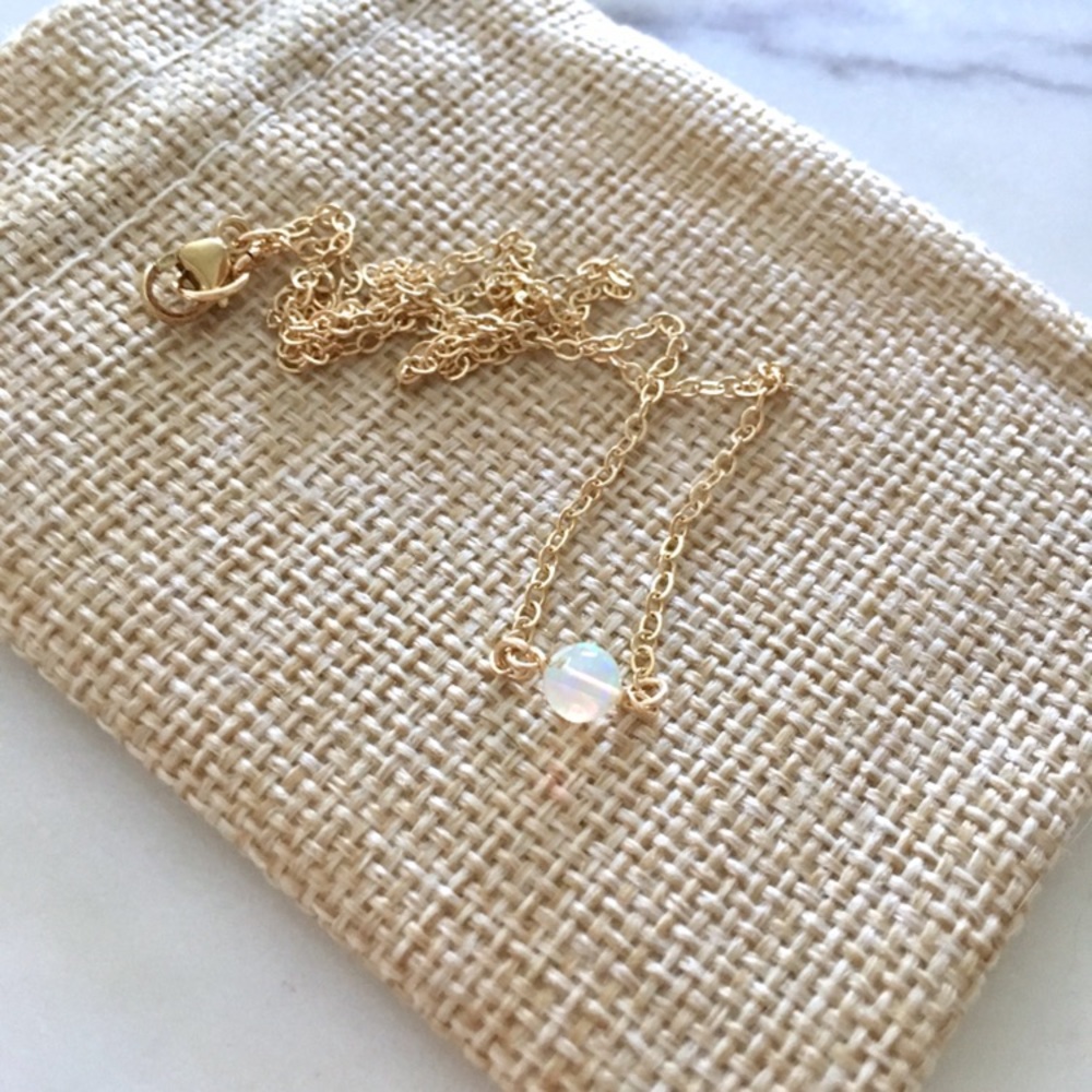 Minimalist Genuine Opal Choker - Picture 4 of 8