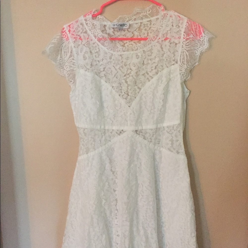White lace cut out peek-a--boo dress