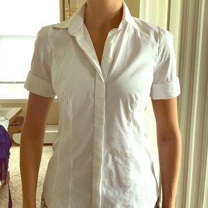 Ann Taylor short sleeve classic white blouse