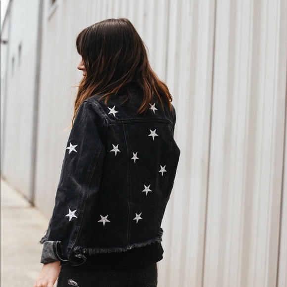 Black Denim Distressed Jacket - Picture 2 of 3