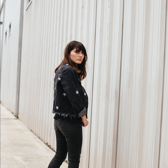 Black Denim Distressed Jacket - Picture 3 of 3