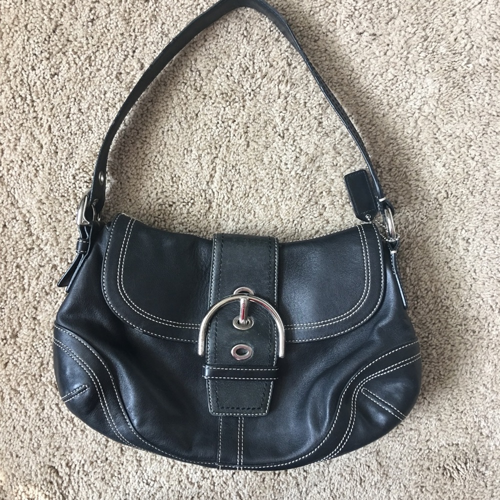 Coach 10481 Black Leather Hobo Buckle Shoulder Bag