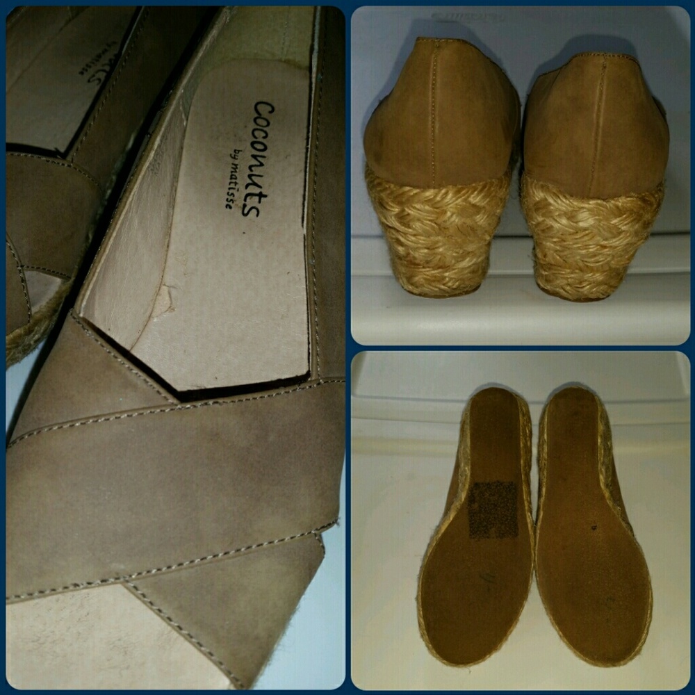 Tan Open Toe Wedge Shoes - Picture 2 of 2