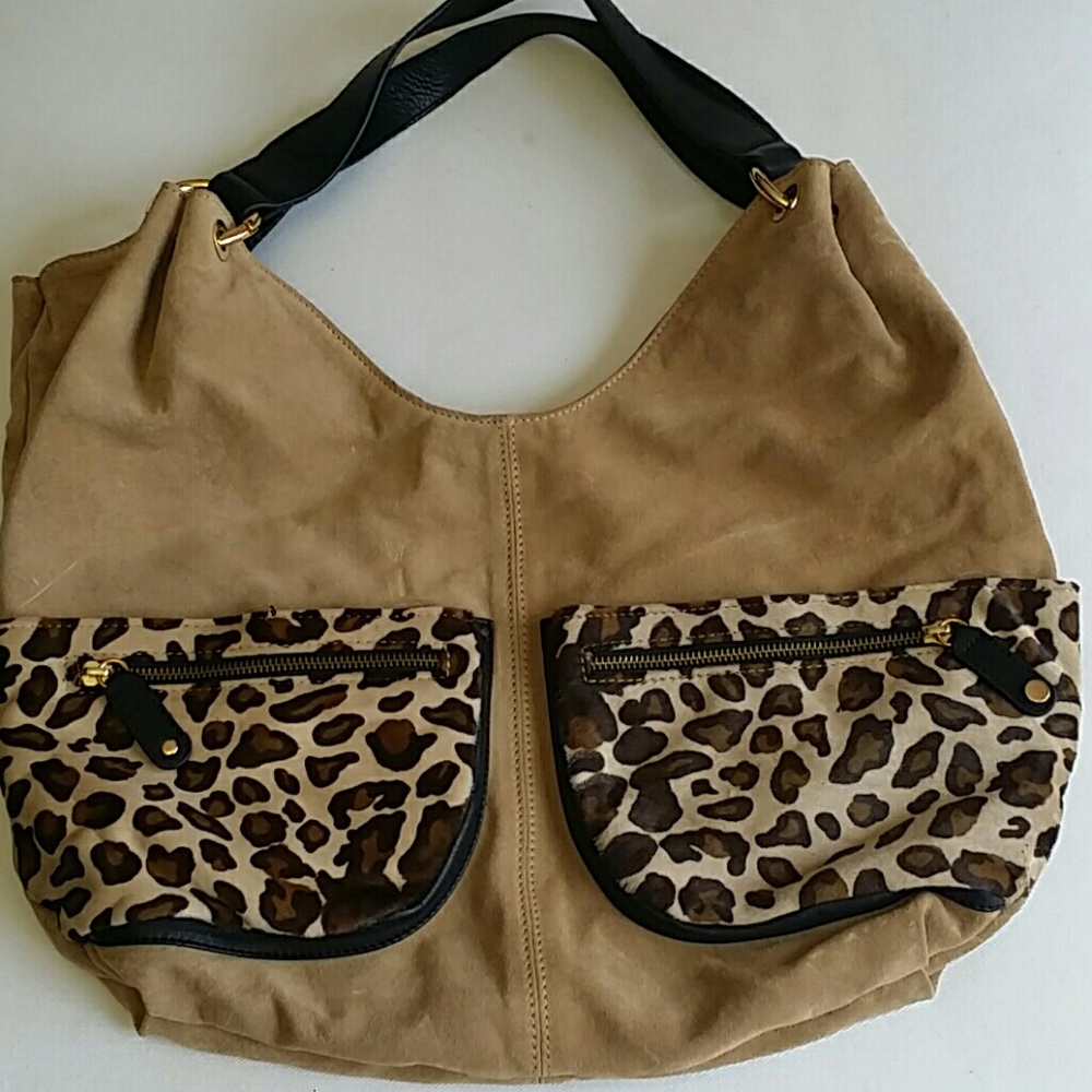 Basler suede and leopard cowhide pockets