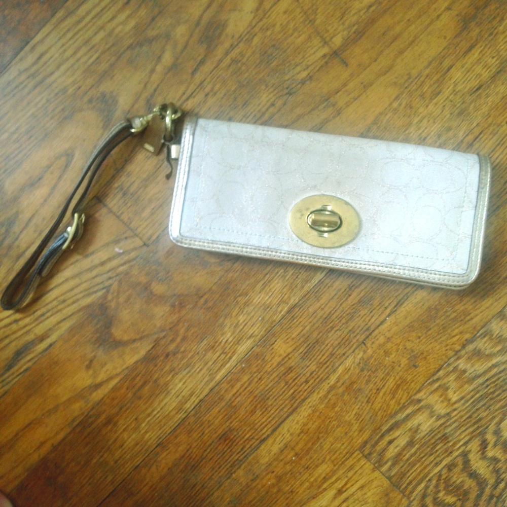 Legacy Gold Coach Clutch Wristlet Multi Stripe