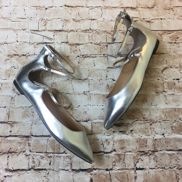 ❌SOLD❌ [Banana Republic] Silver Pointed Toe Flats - Picture 5 of 8