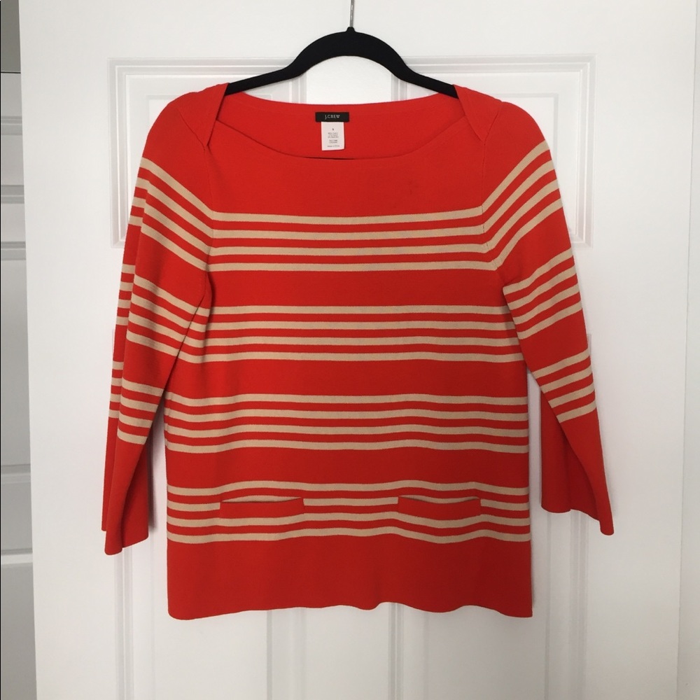 J. Crew orange and cream stripes sweater