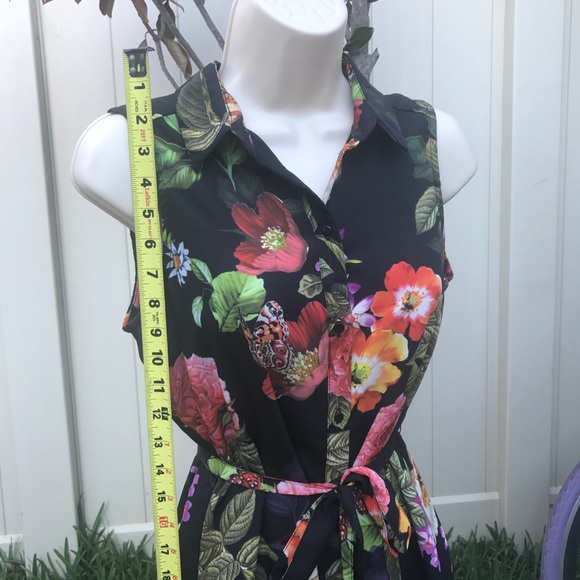 XS Alexia Admor Sleeveless Floral Shirt Dress - Picture 6 of 8