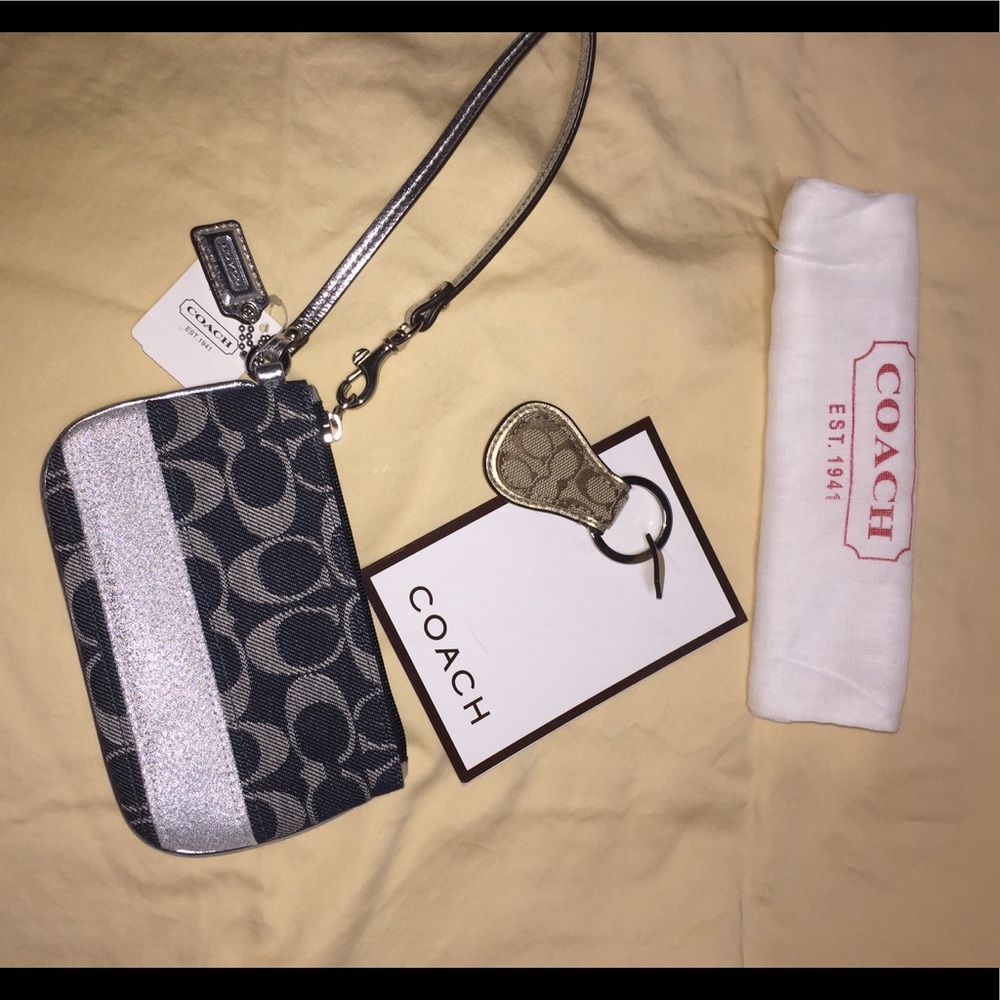 Coach denim blue wristlets new