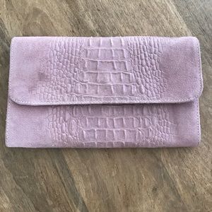 Light pink Italian leather clutch