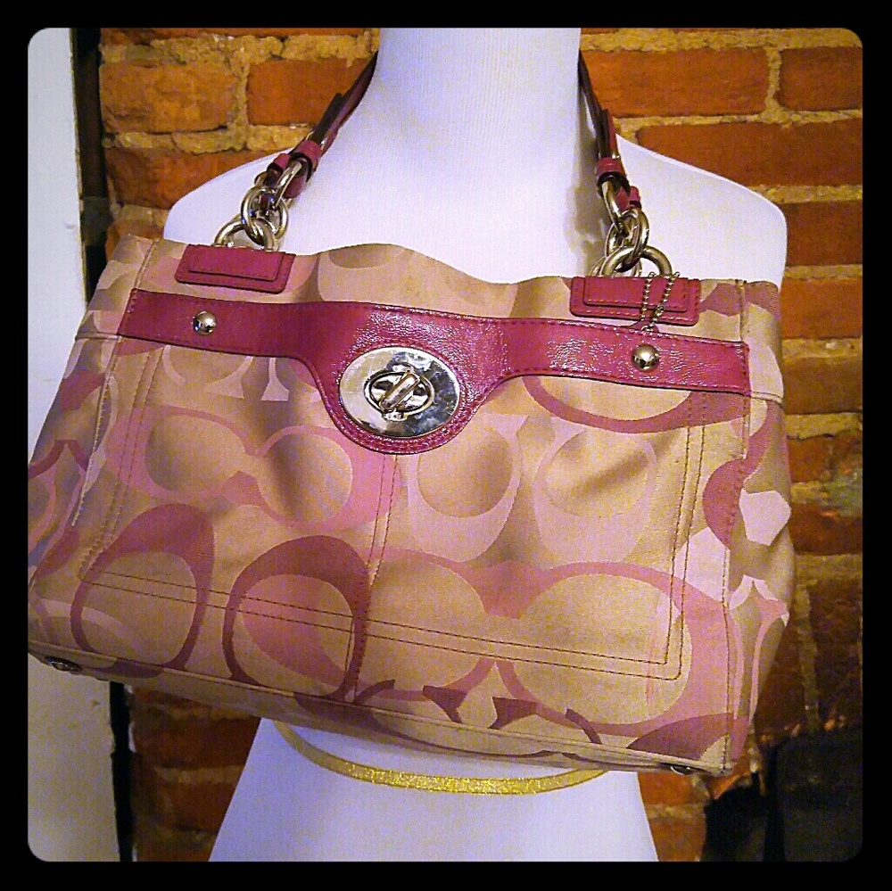Coach bag - purple and tan