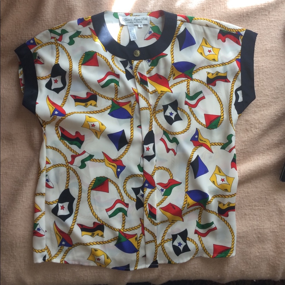 nautical 80's blouse