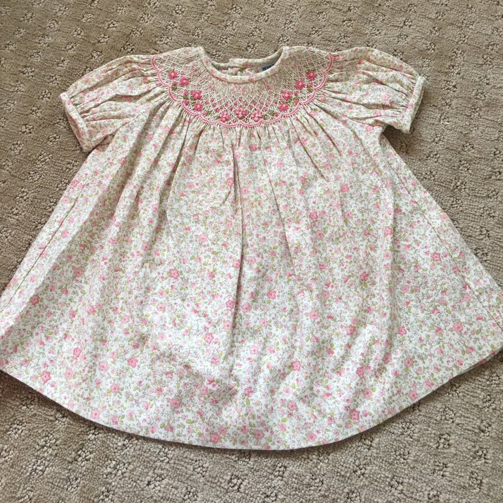 Luli & Me Smocked Floral Baby Dress - size 3M