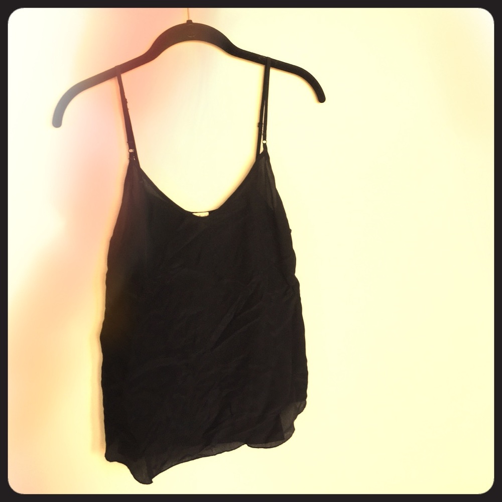 Black silk tank top