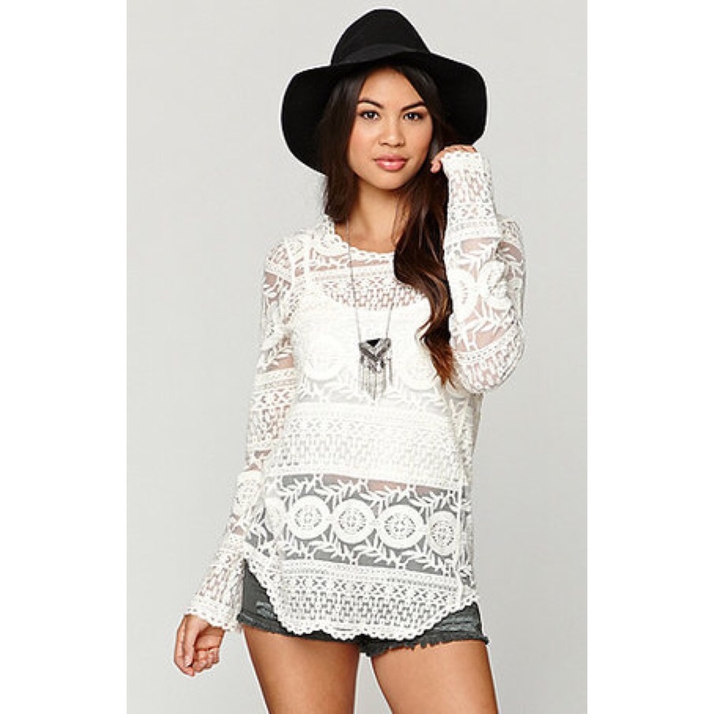 LA Hearts Black Mesh Lace Top
