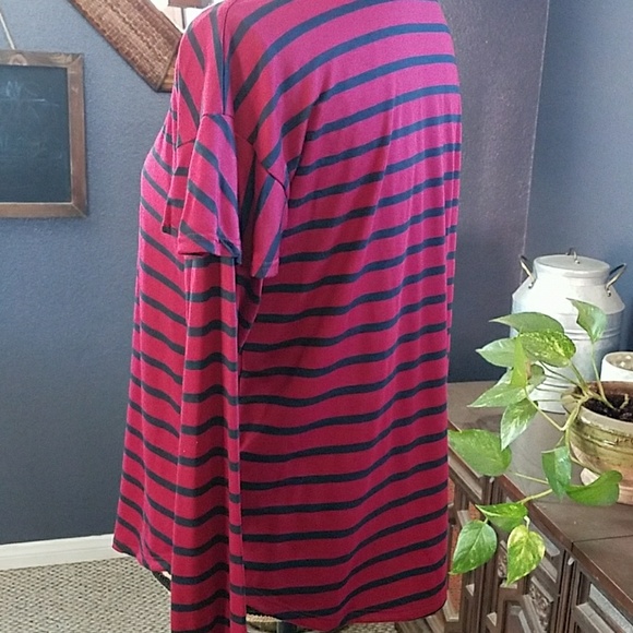 Red & Black Striped Ruffle Sleeve Blouse - Picture 4 of 5