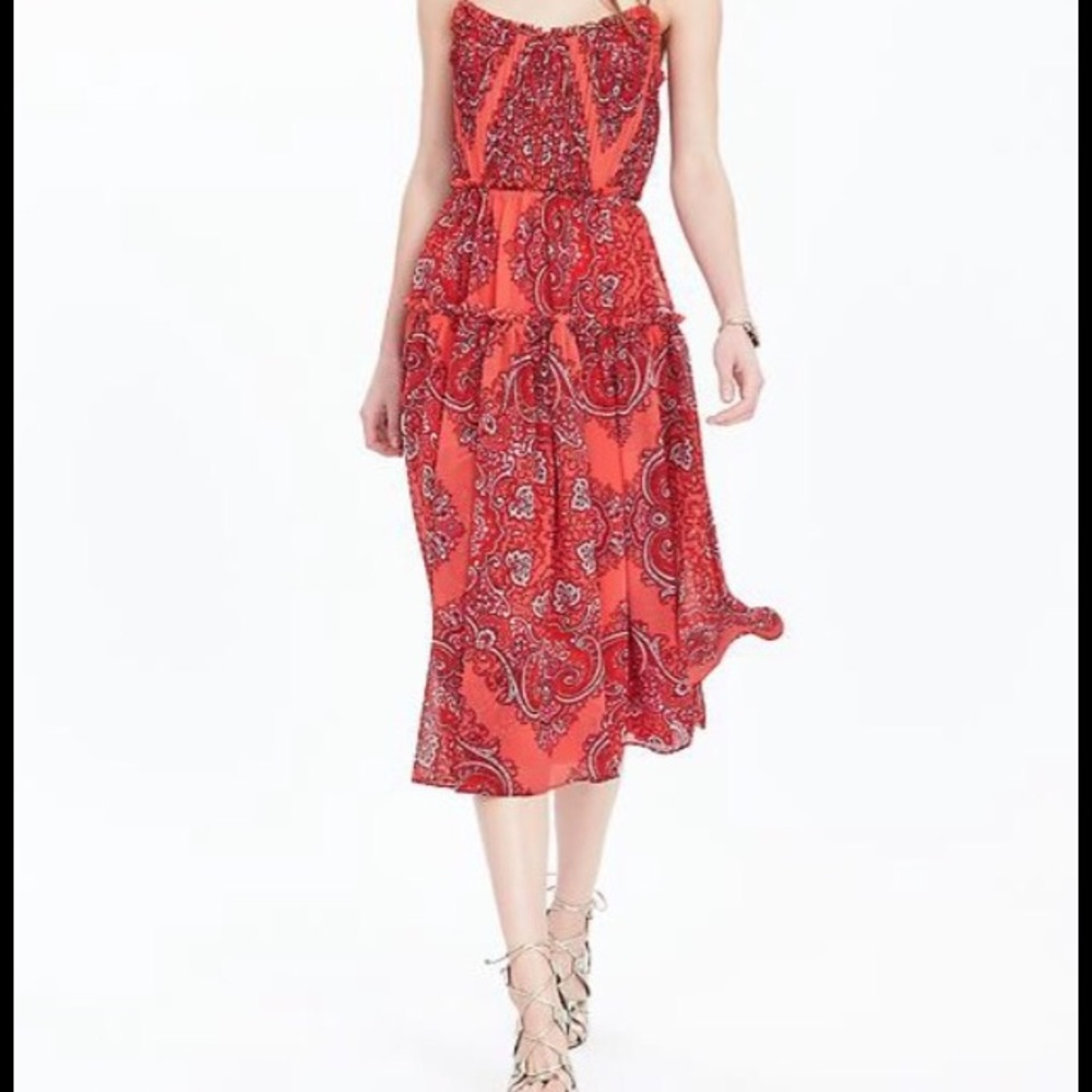 Paisley Strappy Midi Dress