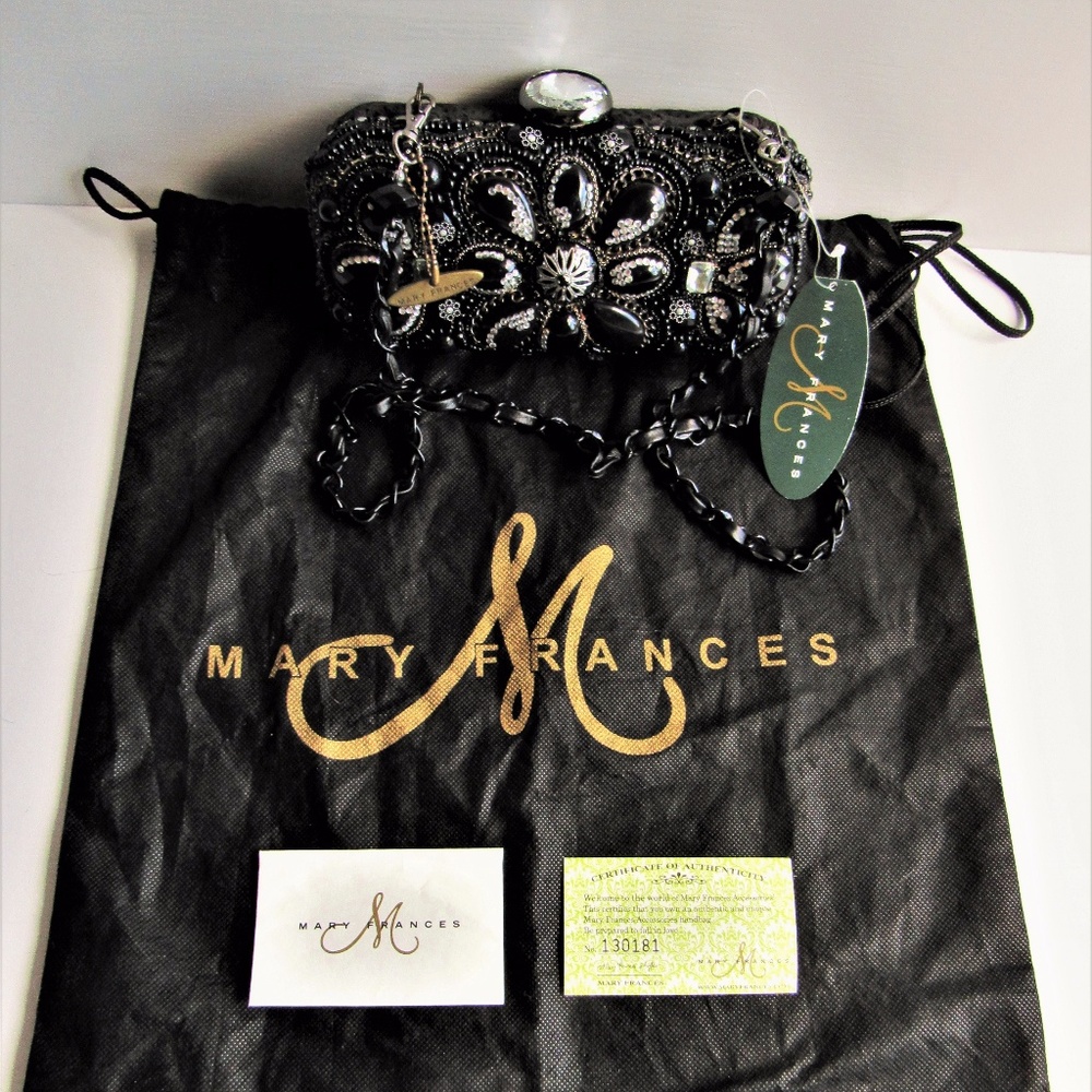 Mary Frances New Sublime Black Beaded E-W Baguette