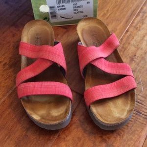 NAOT red orange elastic sandal size Euro 39