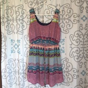 Patterned Natural Waist Clinched Dress