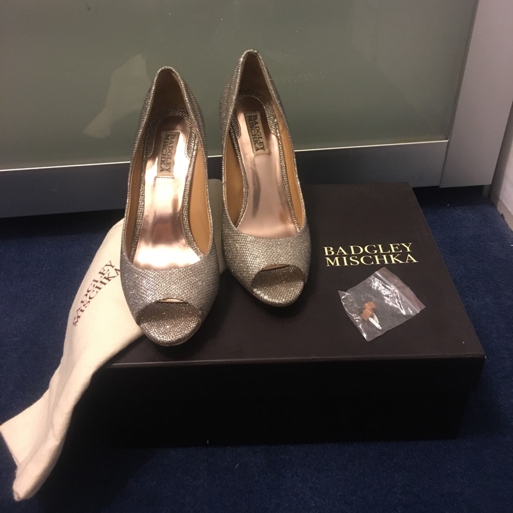 Badgley Mischka Sparkle Peep Toe Heels