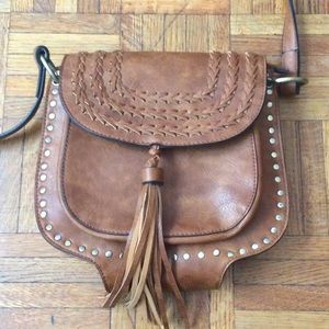 Brown Leather Bag with Tassel