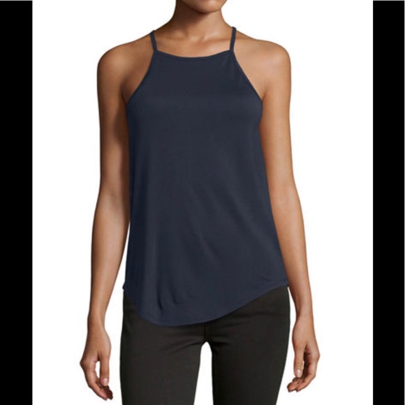 Haute Hippie Halter Neck Jersey Tank in Navy - Picture 2 of 2