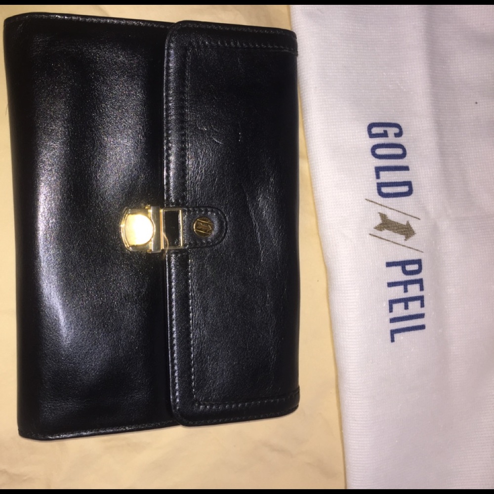 Gold Pfeil wallet organizer clutch leather New
