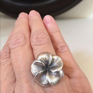 925 Silver Flower Blossom Ring, Size 7.5