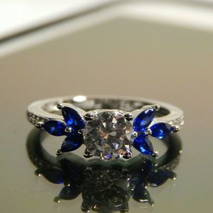 Sterling Silver Blue Flower Spinel Ring