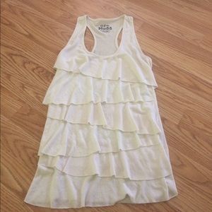 Cream ruffled tank top