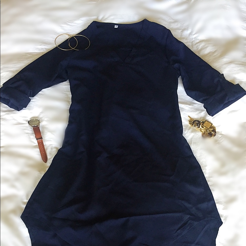 Super cute navy shirt dress! Never worn (S) 👗