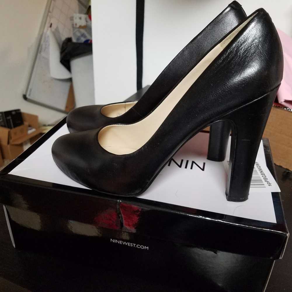 High Black Leather Heels