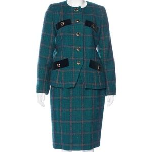 💕 YSL 💕 Plaid Wool Skirt Suit - L/US10