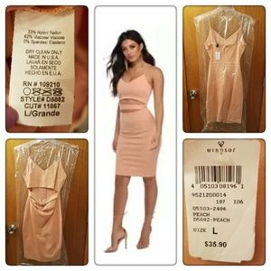 Peach fitted midi dress