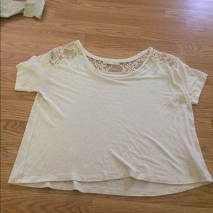 Cream blouse with lace shoulders