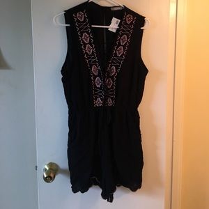 Embroidered black Romper