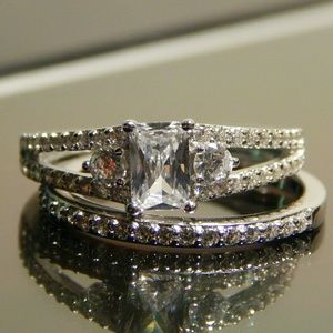 Sterling Silver Clear CZ Wedding Set