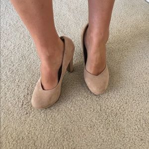 Nude suede heels