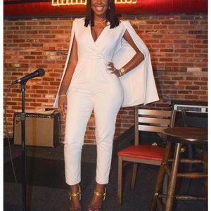 White Cape Jumpsuit - Luxe Protocol
