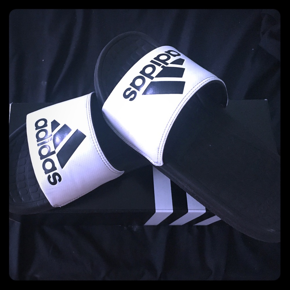 Adidas B&W slides.
