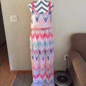 Maxi Chevron Multi Colored Print Dress