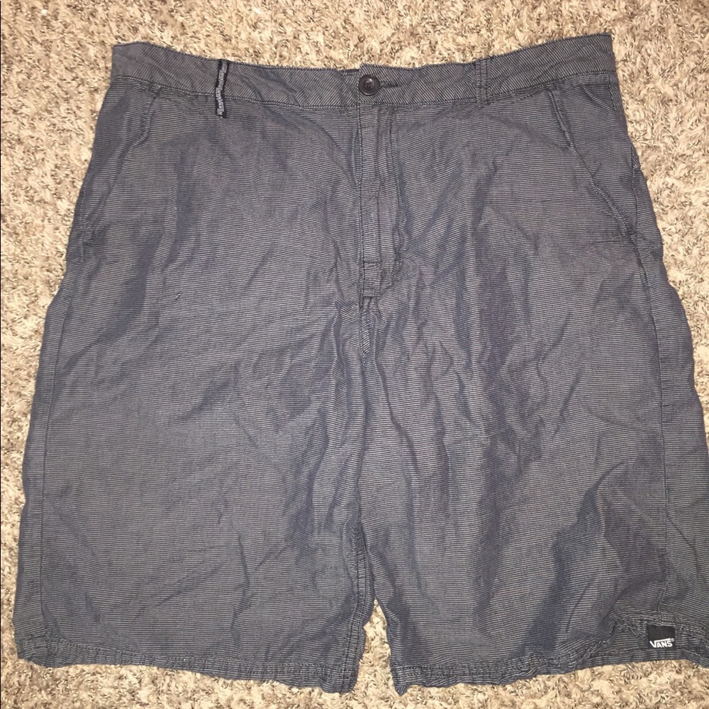 Black and Gray Striped Vans Shorts
