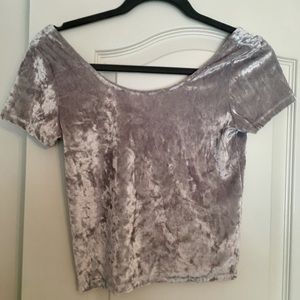 Grey/white crushed velvet croptop