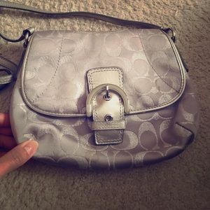 Silver coach cross body bag
