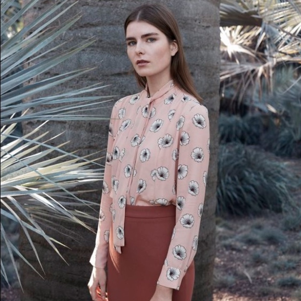 Ann Taylor Silky Tie Neck Blouse