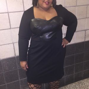 Eloquii, Black dress with faux leather bustier