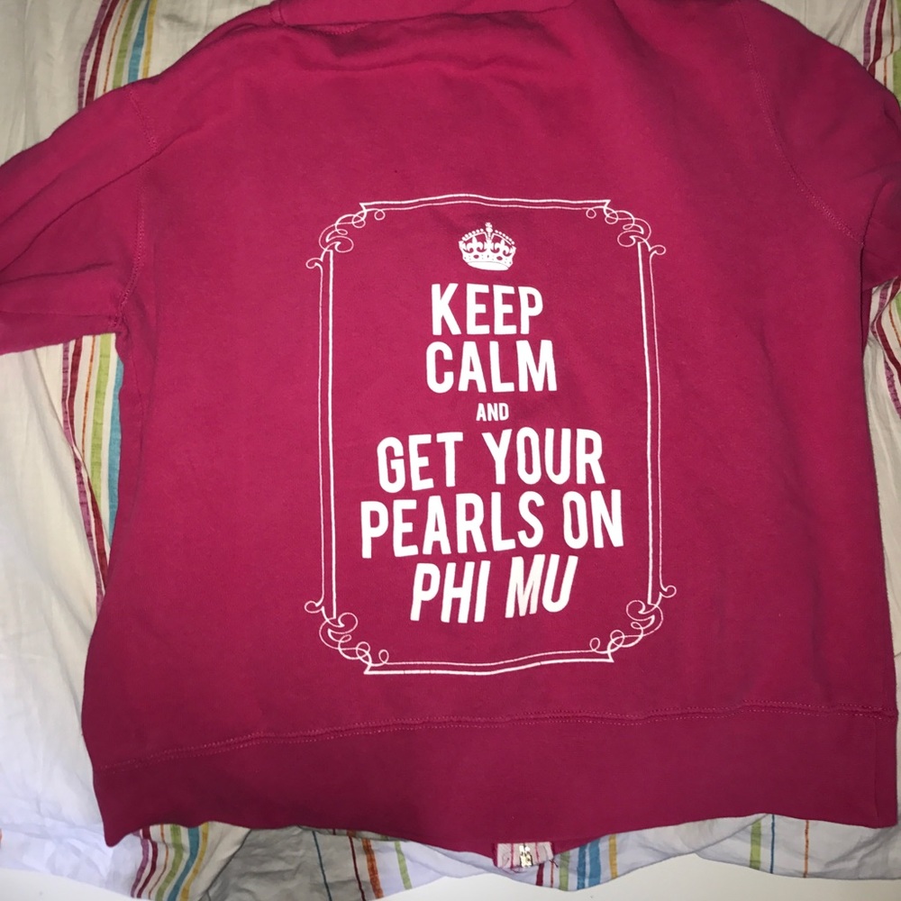"Keep Calm" Phi Mu zip up sweatshirt